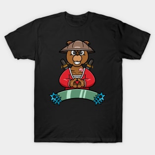 Ninja Bear Head Cartoon T-Shirt